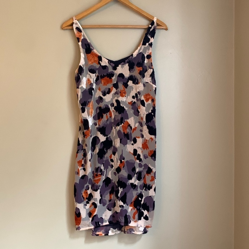 Cabi Velvet Burnout Slip Dress Women’s Orange Purple animal leopard print